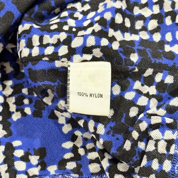 Y2K Kenneth Cole Royal Blue Abstract V-neck Long Sleeve Top Womens Size XL - Picture 6 of 9